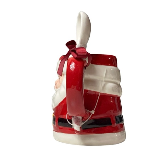 New Holiday Time 100% Earthenware Santa Claus & Stirring Spoon Mug Set - Picture 3 of 11